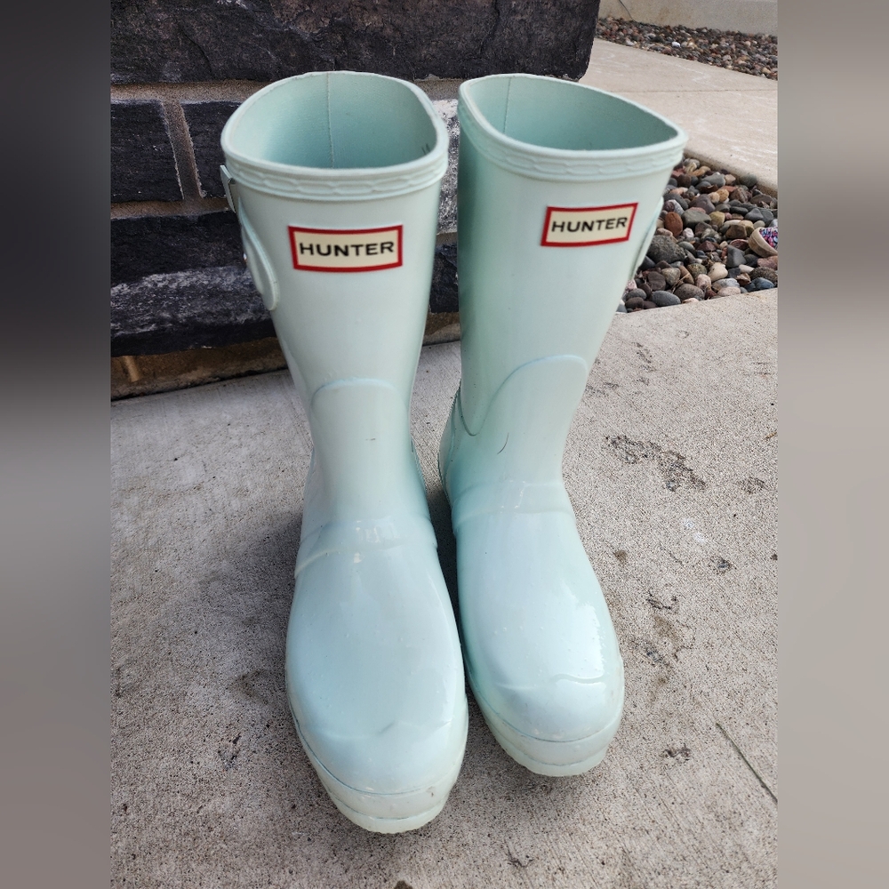 Hunter Pastel Minty Blue Waterproof Boots